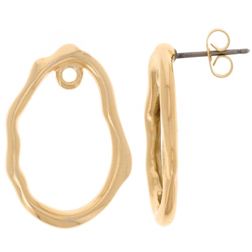 Pendientes irregulares martilladas 24x17 mm - Dorado con oro fino x2