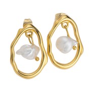 Pendientes irregulares martilladas 24x17 mm - Dorado con oro fino x2