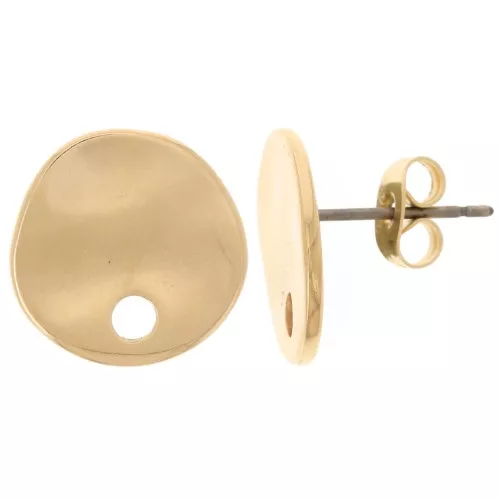 Pendientes redondos irregulares martillados 14 mm - Dorado con oro fino x2