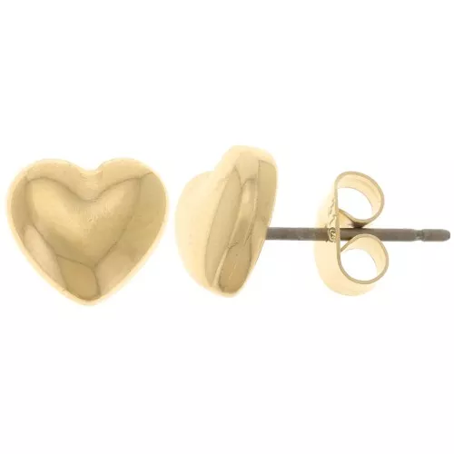 Pendientes corazón abombado 8x9 mm - Dorado con oro fino x2