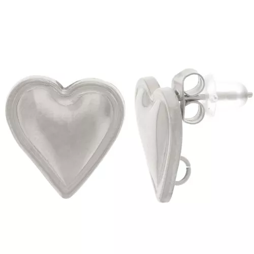 Ganchos pendientes corazón 14x14 mm - anilla abierta - acero inoxidable 304L x2