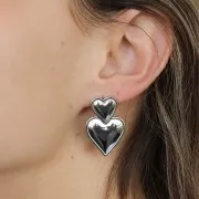Ganchos pendientes corazón 14x14 mm - anilla abierta - acero inoxidable 304L x2