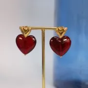 Ganchos pendientes corazón 14x14 mm - anilla abierta - acero inoxidable 304L x2