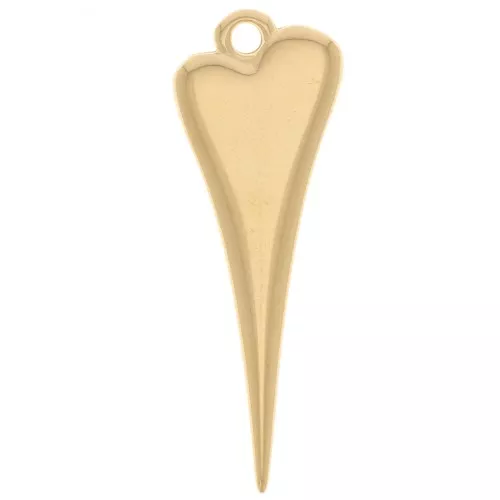 Colgante corazón 28x10 mm - Dorado con oro fino x1