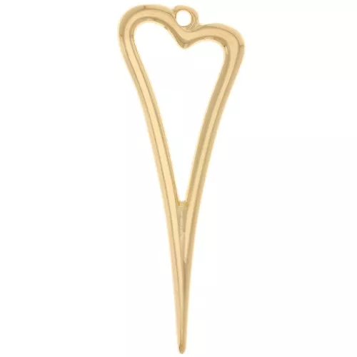 Colgante corazón hueco 38x14 mm - Dorado con oro fino x1