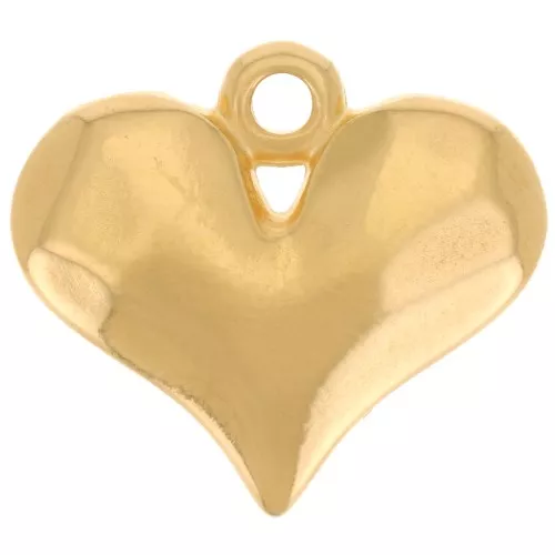 Colgante corazón martillado redondeado 14x16 mm - Dorado con oro fino x1