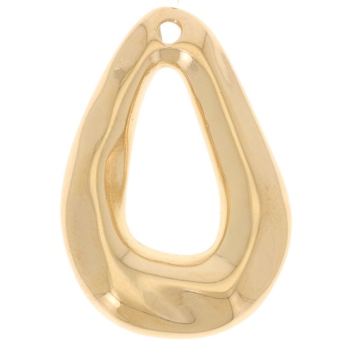 Colgante gota abombada 25,5x18 mm - Dorado con oro fino x1