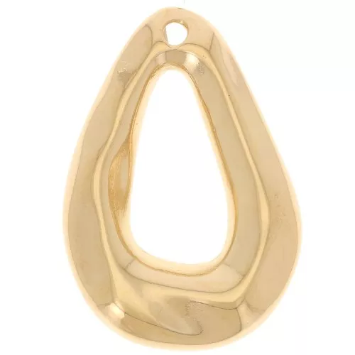 Colgante gota abombada 25,5x18 mm - Dorado con oro fino x1
