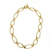 Cierre ovalado curvado en forma de T 21x17 mm para pulsera o collar - Dorado con oro fino x1