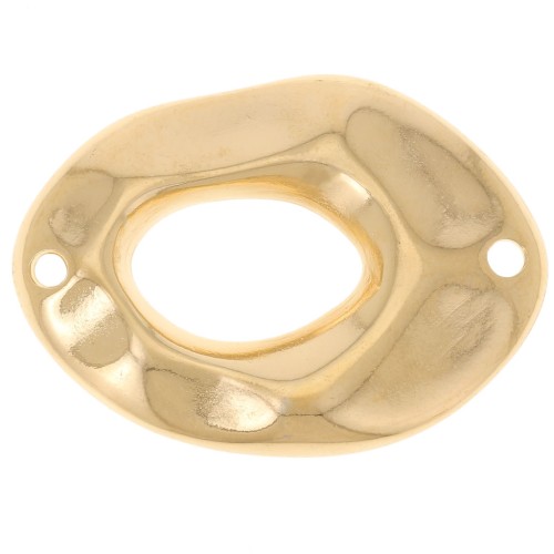 Separador irregular ovalado hueco martillado 26,5x19 mm - Dorado con oro fino x1