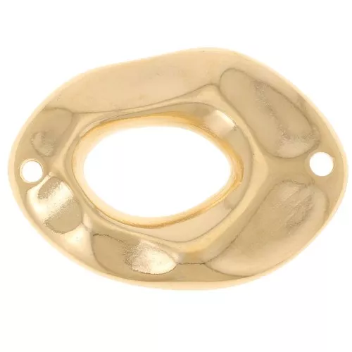 Separador irregular ovalado hueco martillado 26,5x19 mm - Dorado con oro fino x1