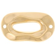 Entrepieza oval irregular ahuecado martillado 26,5x15 mm - Dorado con oro fino x1