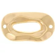 Entrepieza oval irregular ahuecado martillado 26,5x15 mm - Dorado con oro fino x1