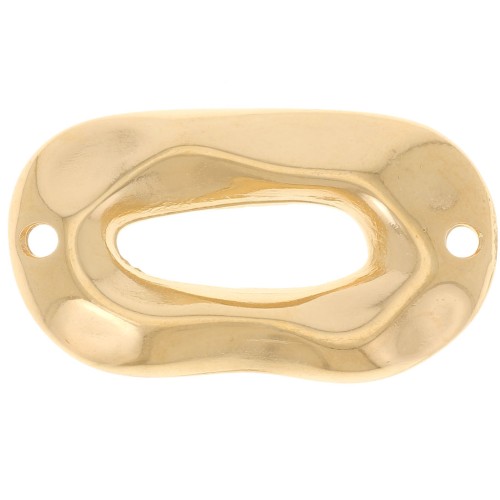 Entrepieza oval irregular ahuecado martillado 26,5x15 mm - Dorado con oro fino x1