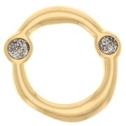 Entrepieza irregular redondo de 19 mm y resina epoxi - Dorado con oro fino - Purpurina gris