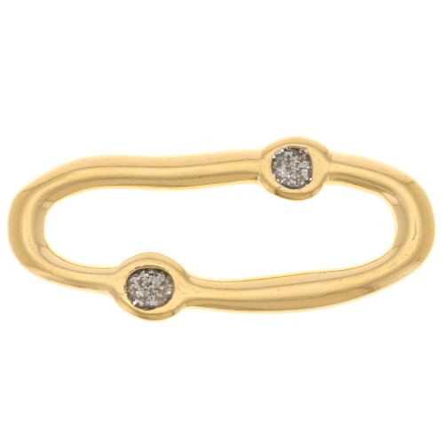 Entrepieza ovalada irregular 30x13mm & resina epoxi - Oro fino - Gris purpurina