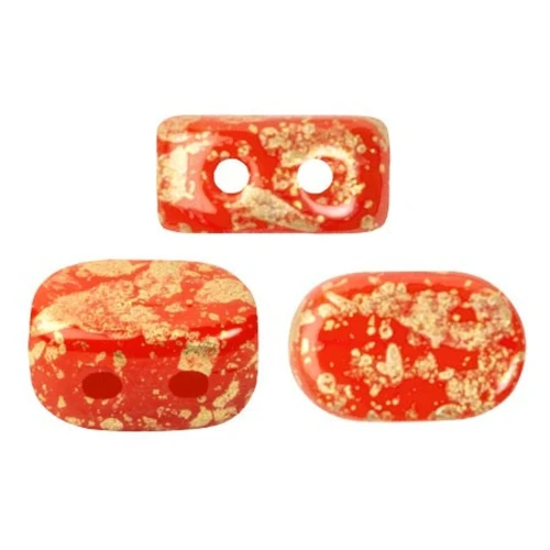 Cuentas de vidrio Lipsi® by Puca® 4x6mm Opaque Light Coral Mat Gold Splash x10g