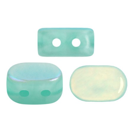 Cuentas de vidrio Lipsi® de Puca® 4x6 mm - Blue Green Opal AB x10g
