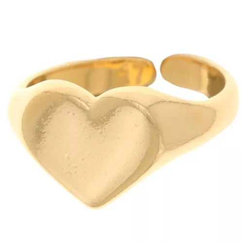 Anillo de sello en forma de corazón - Talla 53 - Dorado con oro fino x1