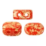 Cuentas de vidrio Lipsi® de Puca® 4x6 mm - Opaque Light Coral Gold Splash x10g