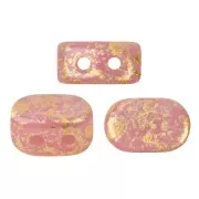 Cuentas de vidrio Lipsi® de Puca® 4x6 mm - Light Rose Opal Gold Splash x10g