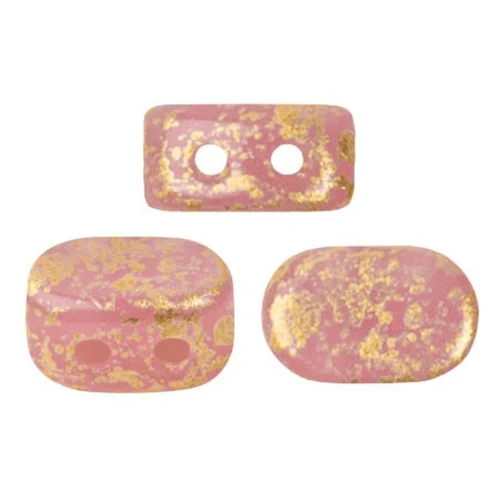 Cuentas de vidrio Lipsi® de Puca® 4x6 mm - Light Rose Opal Gold Splash x10g