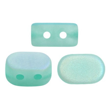Cuentas de vidrio Lipsi® de Puca® 4x6 mm - Blue Green Opal Mat AB x10g