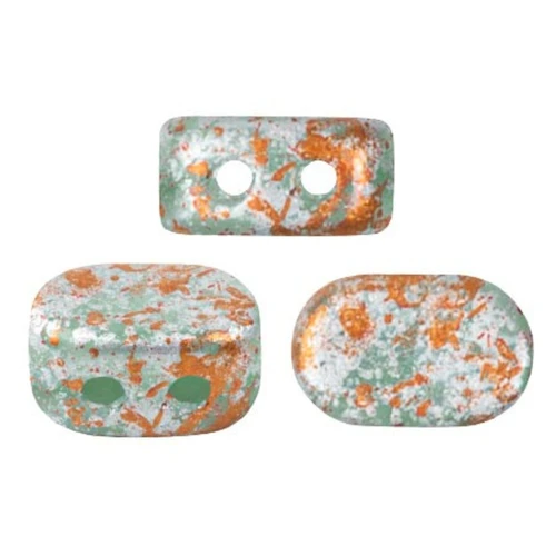 Cuentas de vidrio Lipsi® de Puca® 4x6 mm - Blue Green Opal Tweedy x10g