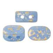 Cuentas de vidrio Lipsi® de Puca® 4x6 mm - Blue Opal Mat Gold Splash x10g