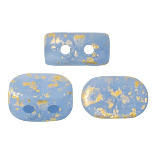 Cuentas de vidrio Lipsi® de Puca® 4x6 mm - Blue Opal Mat Gold Splash x10g