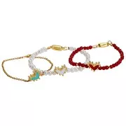 Cuenta corazón 12,5x10 mm con resina epoxi - Dorado con oro fino - Blanco x1