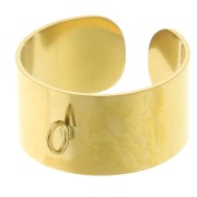Anillo ajustable de 10 mm de ancho con anilla abierta - Tallas 52 a 58 - Acero inoxidable 316L Dorado|raw }}