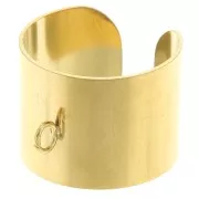 Anillo ajustable de 15 mm de ancho con anilla abierta - Tallas 52 a 58 - Acero inoxidable 316L Dorado