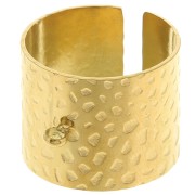 Anillo martillado ajustable de 15 mm de ancho - Anillo cerrado T52 a 58 - Acero inoxidable 316L Dorado|raw }}