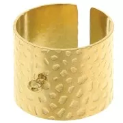 Anillo martillado ajustable de 15 mm de ancho - Anillo cerrado T52 a 58 - Acero inoxidable 316L Dorado