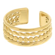 Anillo ancho de fantasía, ajustable de T52 a 58 - Acero inoxidable Dorado 304L x1