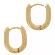 Pendientes de aro ovalados 16x13 mm - Acero inoxidable 304L Dorado x20
