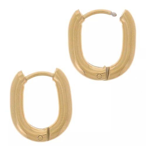 Pendientes de aro ovalados 16x13 mm - Acero inoxidable 304L Dorado x20