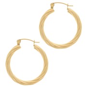 Aro redondo efecto trenzado 30 mm - Acero inoxidable 316L Dorado x2|raw }}
