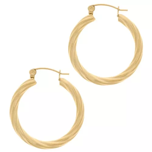 Aro redondo efecto trenzado 30 mm - Acero inoxidable 316L Dorado x2