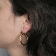 Aro redondo efecto trenzado 30 mm - Acero inoxidable 316L Dorado x2