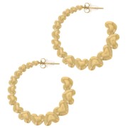 Pendientes de aro redondo con corazones - 35 mm - Acero inoxidable 316L Dorado x2