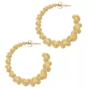 Pendientes de aro redondo con corazones - 35 mm - Acero inoxidable 316L Dorado x2