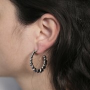 Pendientes de aro redondo con corazones 35 mm - Acero inoxidable 316L x2