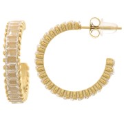 Pendientes de aro abierto de 21 mm con óxido de circonio - Acero inoxidable 316L Dorado - Cristal x2|raw }}