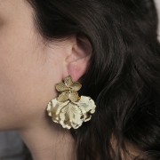 Pendientes flor de cerezo 24 mm - parte posterior abierta - acero inoxidable Dorado 304L x2