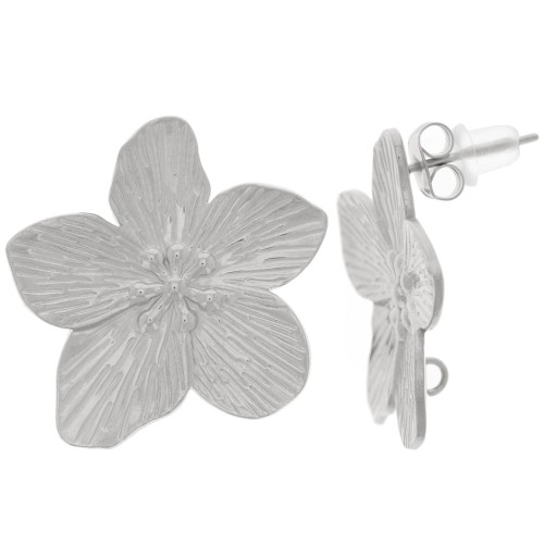 Pendientes flor de cerezo 24 mm - parte posterior abierta - acero inoxidable 304L x2