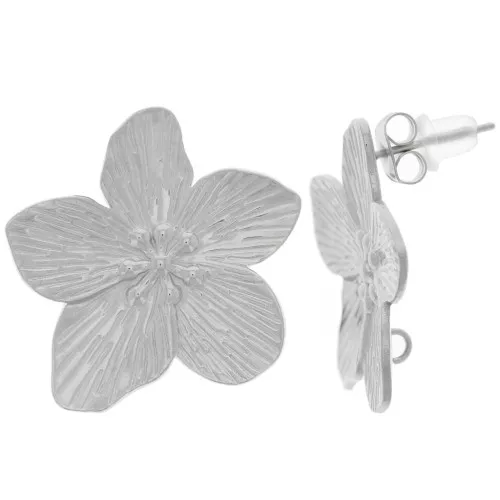 Pendientes flor de cerezo 24 mm - parte posterior abierta - acero inoxidable 304L x2