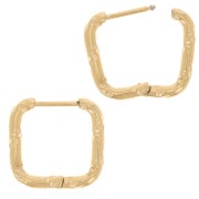 Aro cuadrado martillado 14x14 mm - Acero inoxidable 304L Dorado x2