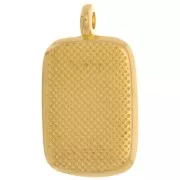 Colgante rectángulo 21x12mm con resina epoxi - Dorado con oro fino - Rosa intenso x1